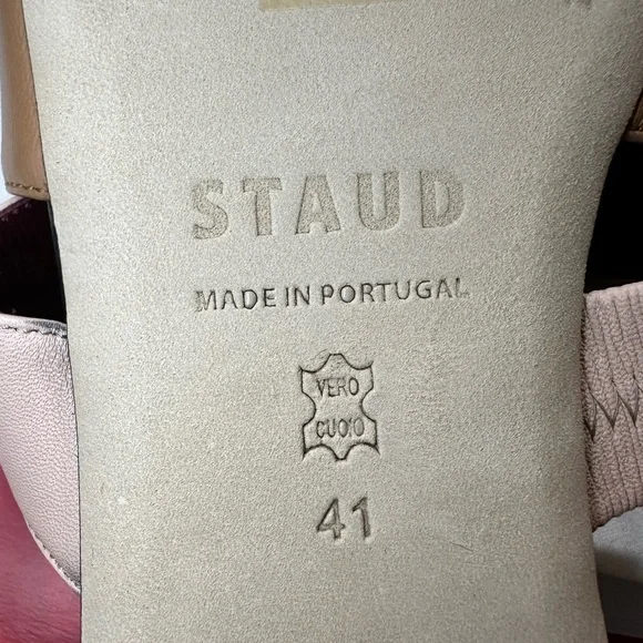 Staud Mona Colorblock Leather Slides - Picture 6 of 7